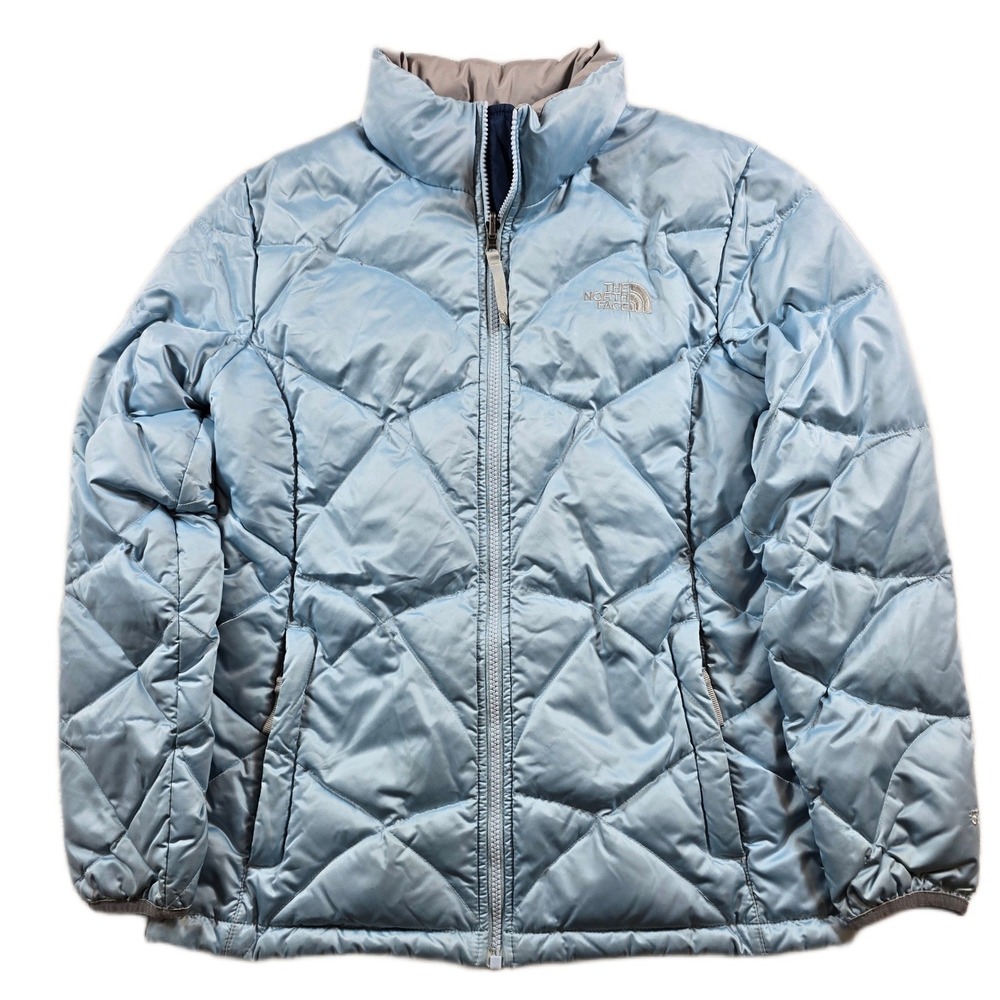 The North Face Goose Down Puffer Jacket Girls XL Blue 550 Quilted Coat
